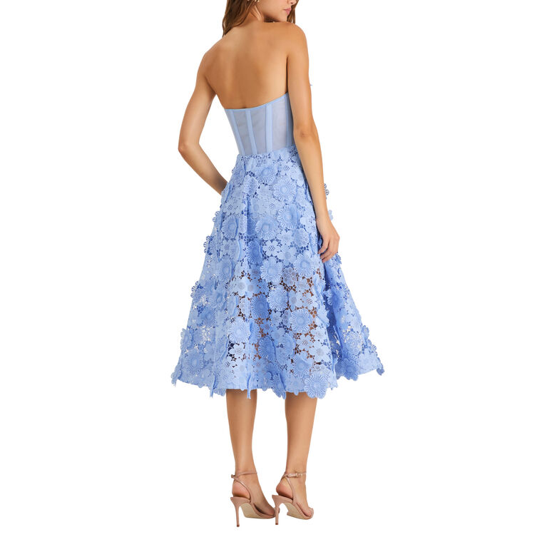 Florence Strapless 3D Floral Midi Dress image number null