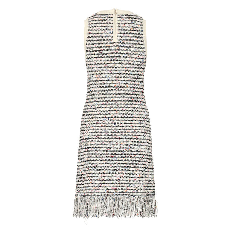 Textured Fringe Knit Mini Dress image number null