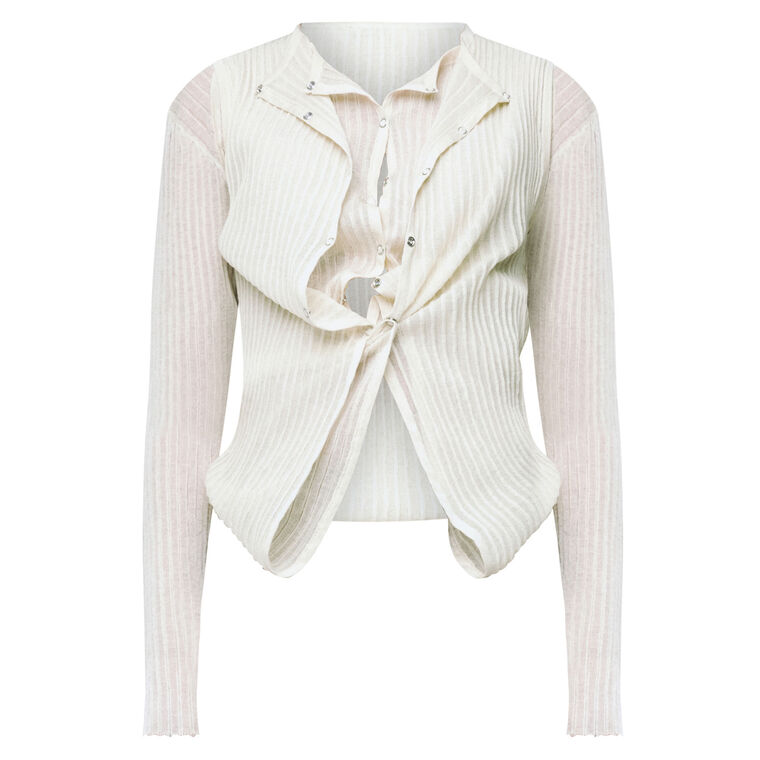 Double Up Ribbed Long Sleeve Cardigan image number null