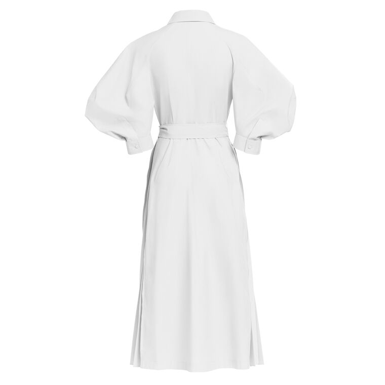 Belted Pleated Cotton Midi Dress image number null