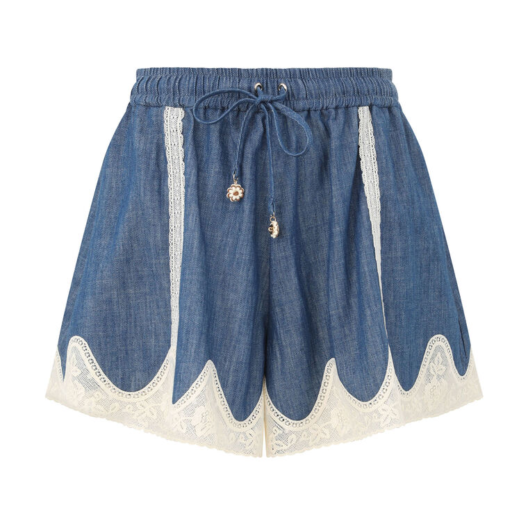 Awaken Lace Contrast Denim Short image number null