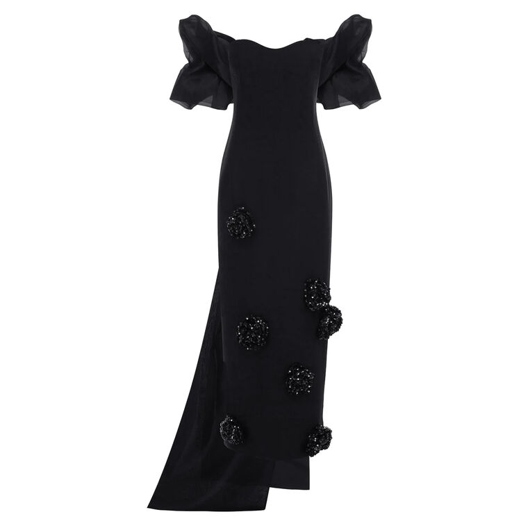 Rayna Embellished Maxi Dress With Cape image number null