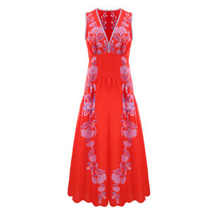 Porcelain Garden Sleeveless Floral Midi Dress