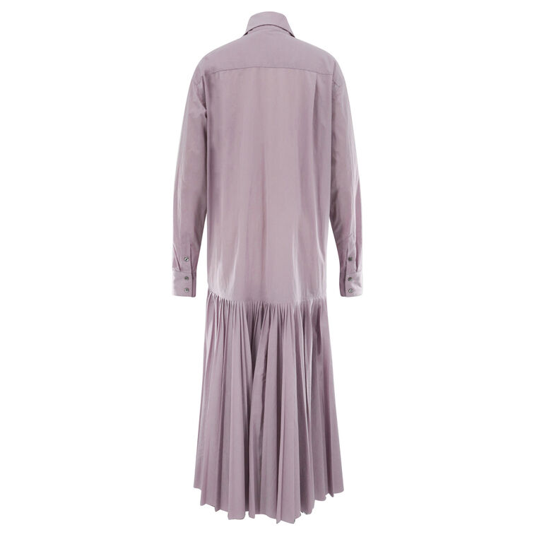 Long Sleeve Pleated Nylon Midi Shirt Dress image number null