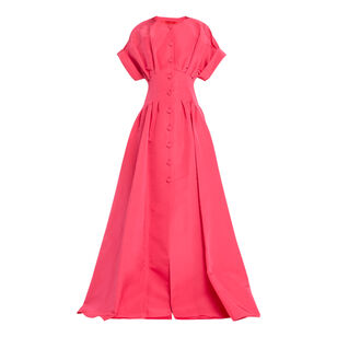 Corset-Waist Button-Front Gown