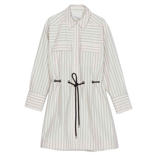Long Sleeve Belted Mini Shirt Dress