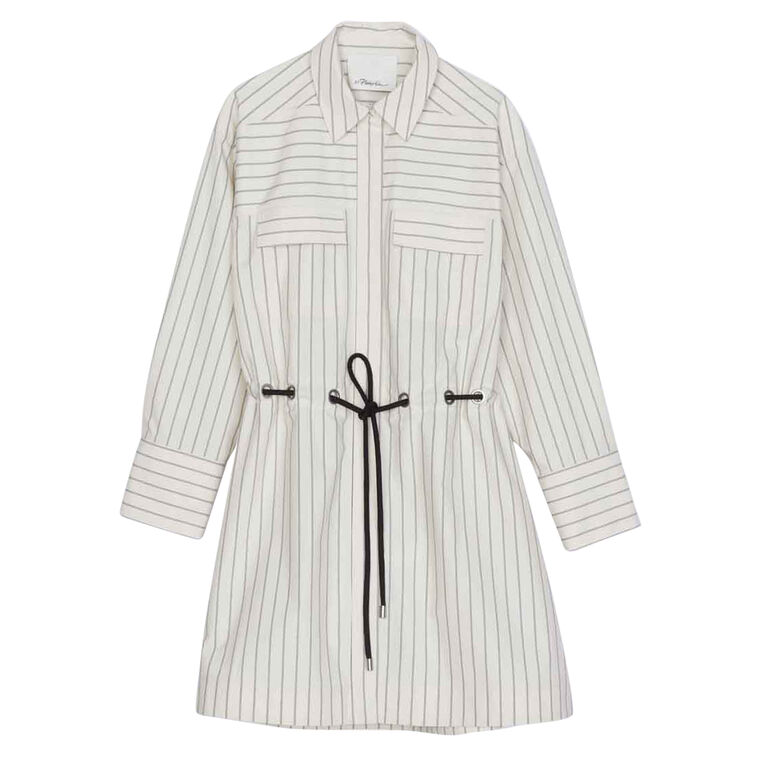 Long Sleeve Belted Mini Shirt Dress image number null