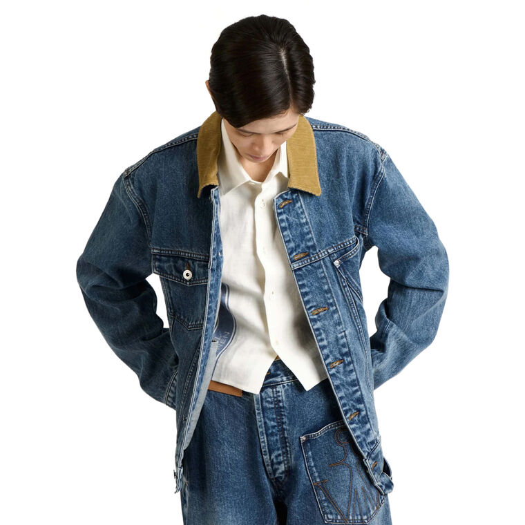 Corduroy Collar Denim Jacket image number null