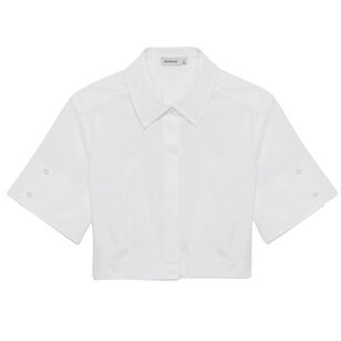 Sabrina Short Sleeve Poplin Crop Top