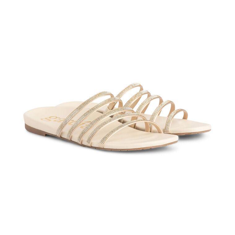 Beatrix Multi Strap Crystal Footbed Satin Slide image number null