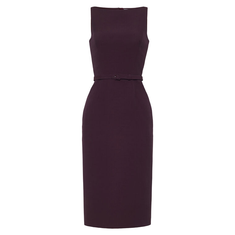 Annette Sleeveless Belted Midi Dress In Silk Wool image number null