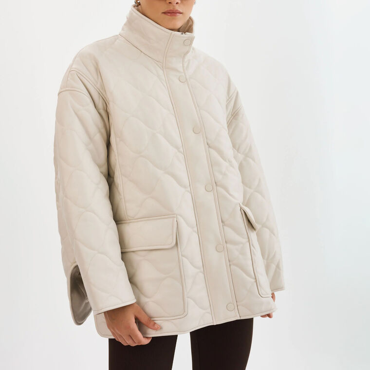 Verina Faux Leather Quilted Coat image number null