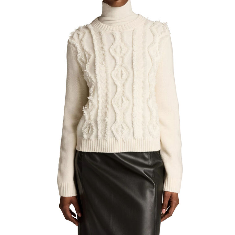 Hand-Cut Diamond Cable Wool Sweater image number null