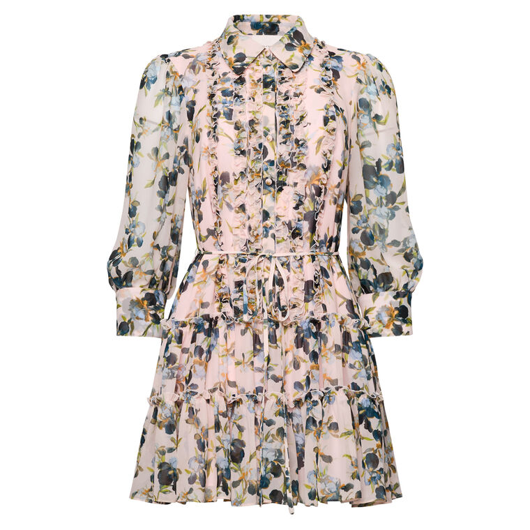 Rhys Trailing Iris Ruffle Mini Dress image number null