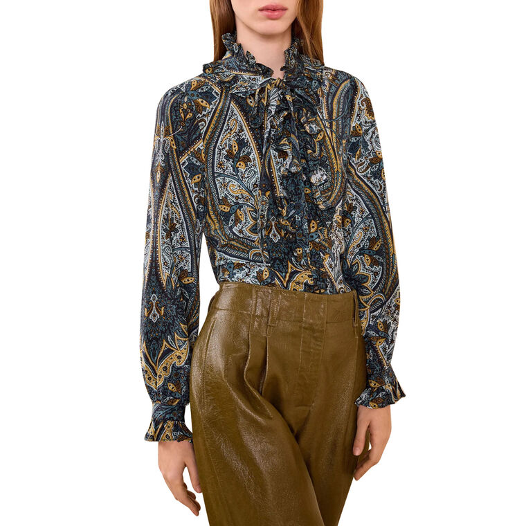 Catroux Long Sleeve Silk Blouse image number null