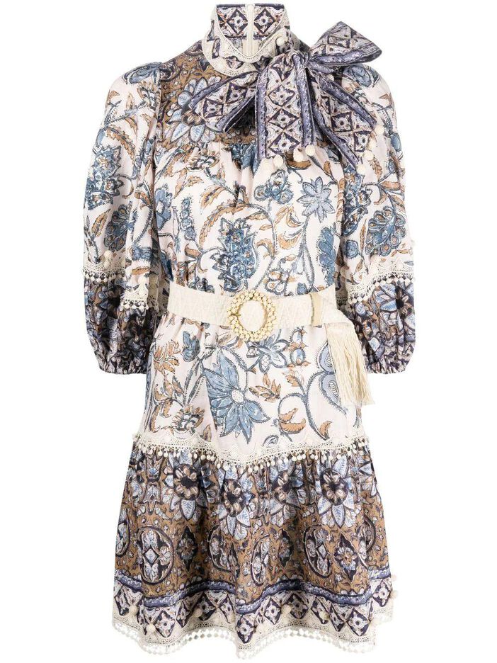 Vitali Tie Neck Mini Dress image number null