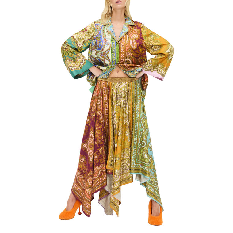 Clemenza Spliced Scarf Silk Skirt image number null