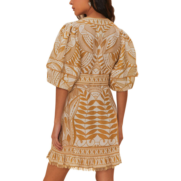 Lace Nature Short Sleeve Belted Mini Dress image number null