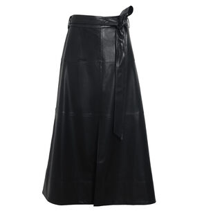 Hudley Belted Vegan Leather Midi Skirt