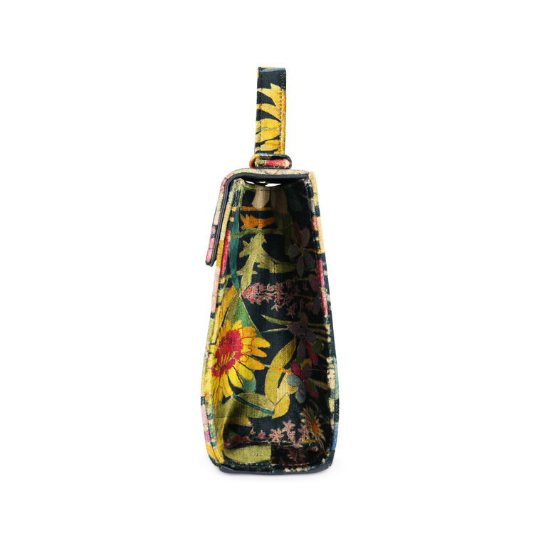 Jackie Printed Velvet Top Handle Bag image number null