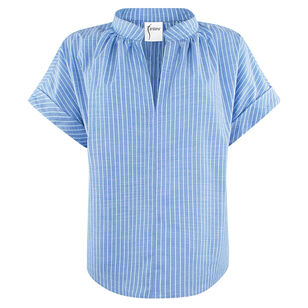 Jay Striped Cotton Chambray Top