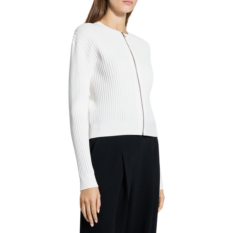 Pointelle Knit Bomber Jacket image number null