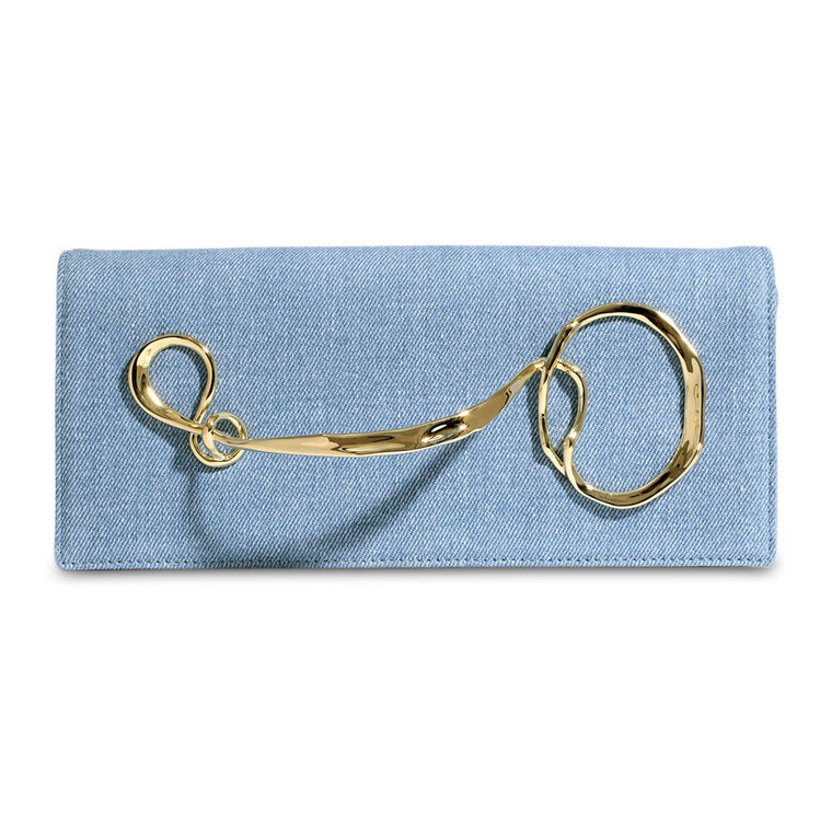 Chambray Twisted Side Handle Clutch image number null