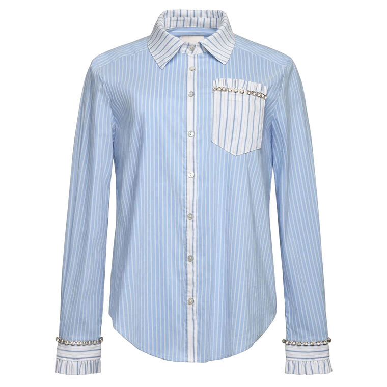 Dorsia Long Sleeve Striped Button-Up Top image number null