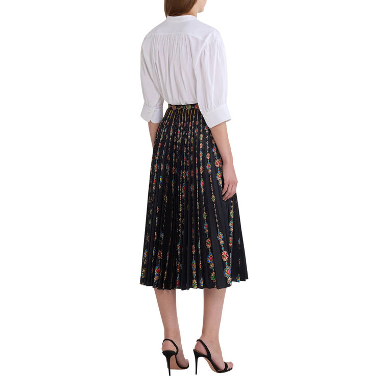 Kim Pleated Satin Midi Skirt image number null