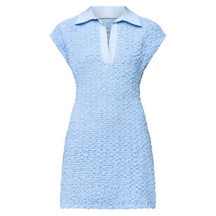 Serena Short Sleeve Collared Shirred Mini Dress