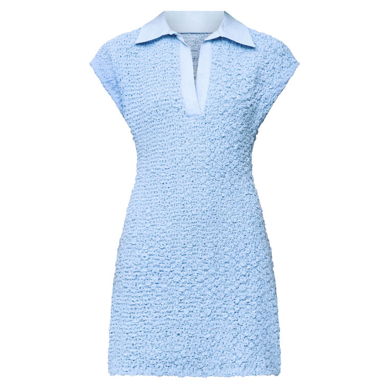 Serena Short Sleeve Collared Shirred Mini Dress image number null