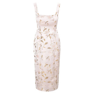 Zoe Sleeveless Brocade Midi Dress