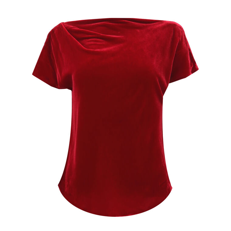 Sintha Velvet Boatneck Short Sleeve Top image number null