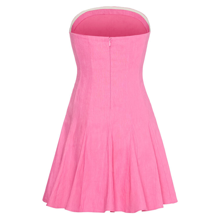 Cameron Solid Linen Strapless Dress image number null
