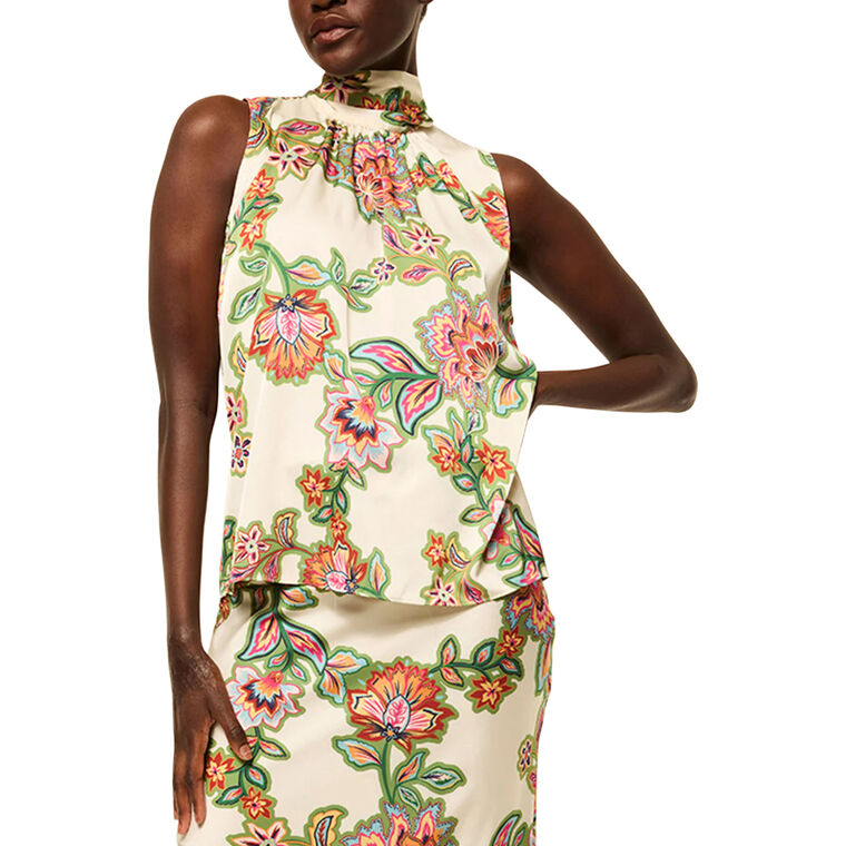 Luka Sleeveless High Neck Satin Top image number null