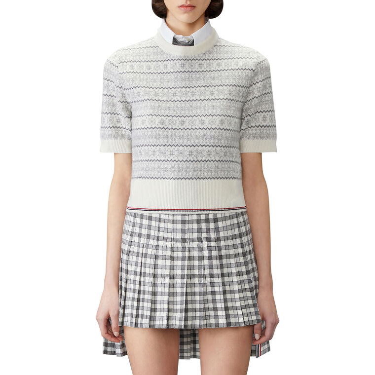 Snowflake Fairisle Short Sleeve Sweater image number null
