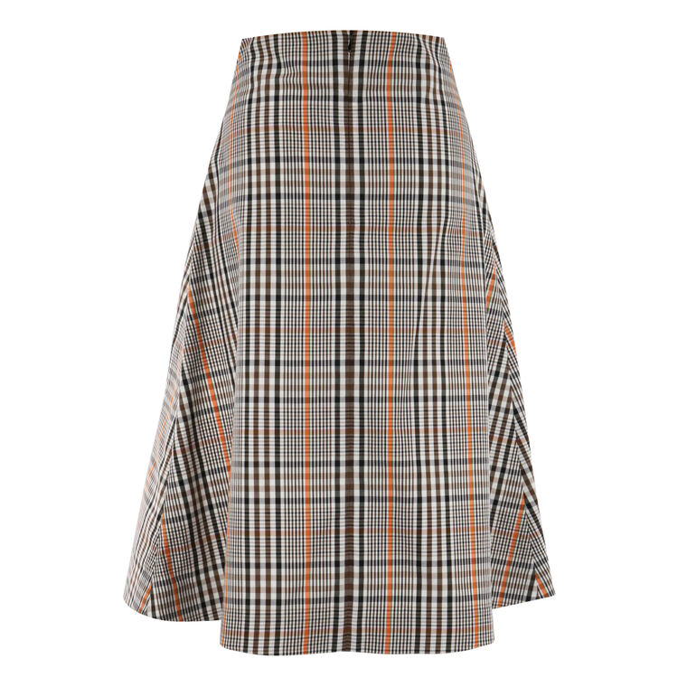 Plaid Trapeze Midi Skirt With Cut Out Detail image number null