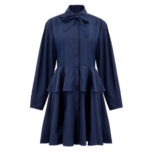 Azuren Long Sleeve Peplum Mini Shirt Dress