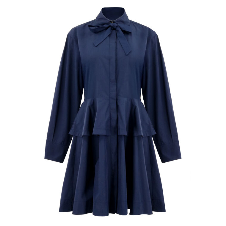 Azuren Long Sleeve Peplum Mini Shirt Dress image number null