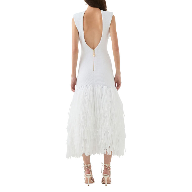 Rushes Sleeveless Raffia Knit Midi Dress image number null