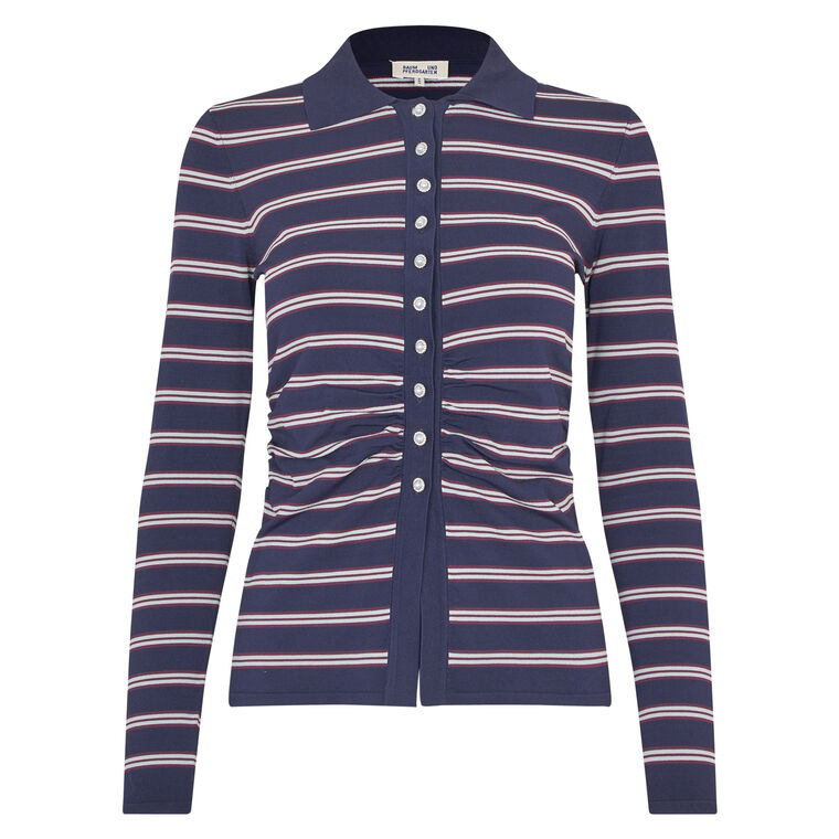 Camiline Stripe Long Sleeve Polo Cardigan image number null