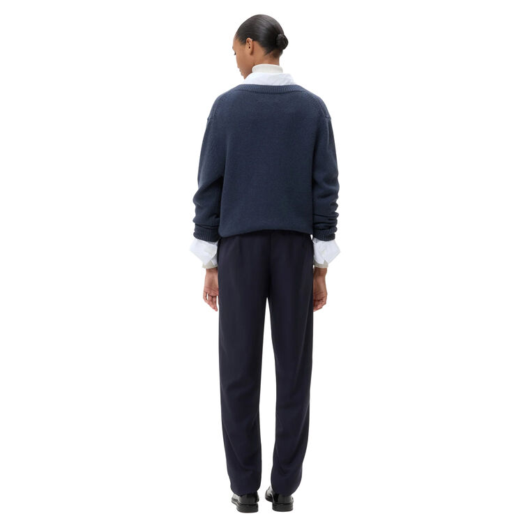 Deep V-Neck Long Sleeve Cashmere Sweater image number null