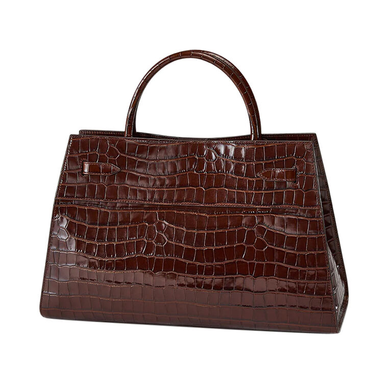 Large Croc-Embossed Dash Top Handle Bag image number null