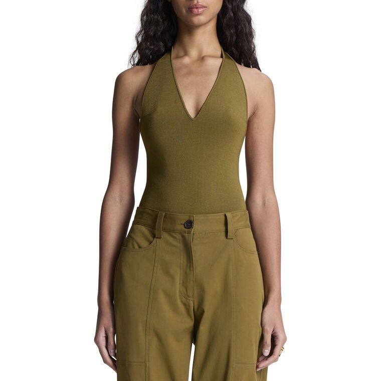 Lila Sleeveless Knit V-Neck Bodysuit image number null