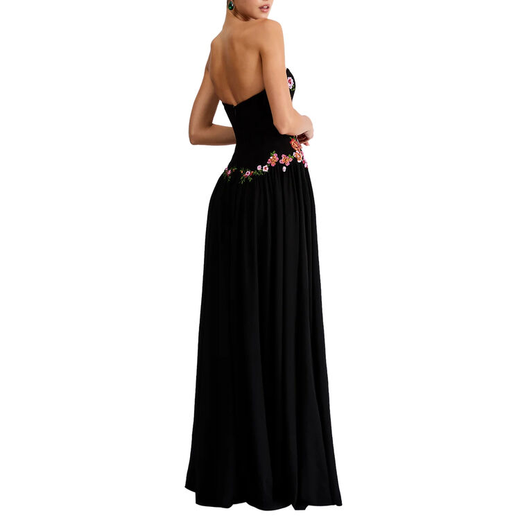 Caroline Strapless Floral Sequin Detail Corset Gown image number null