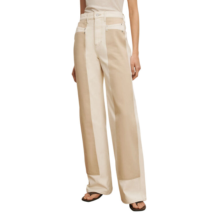 Taylor High-Rise Color-Block Wide-Leg Jean image number null