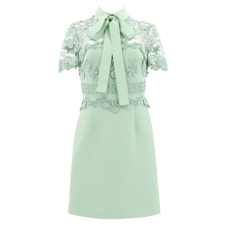 3D Floral Embroidered Cady Short Dress image number null