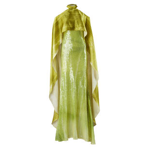 Adelia Sequin Cape Maxi Dress