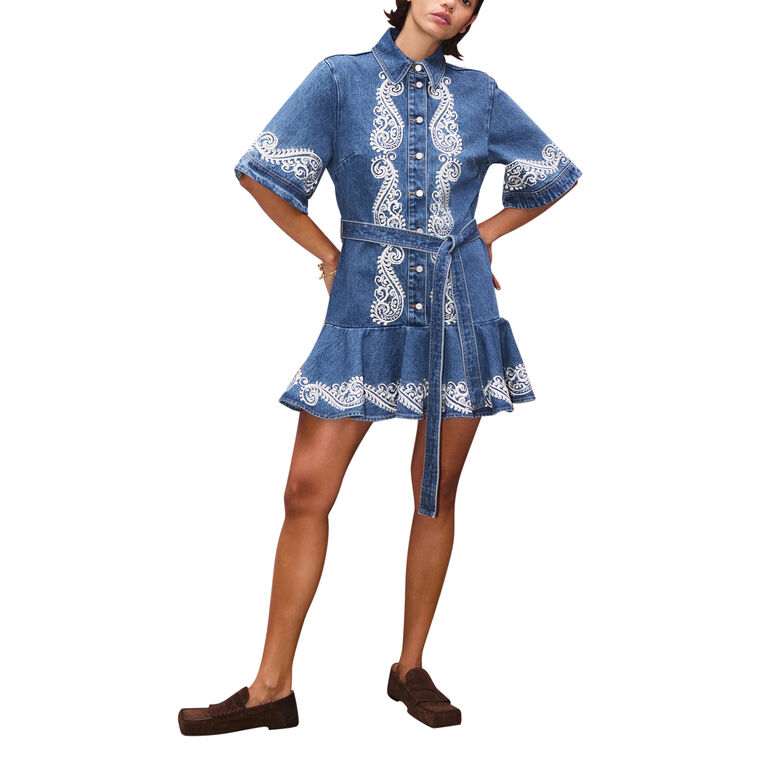Jacones Short Sleeve Denim Mini Dress image number null