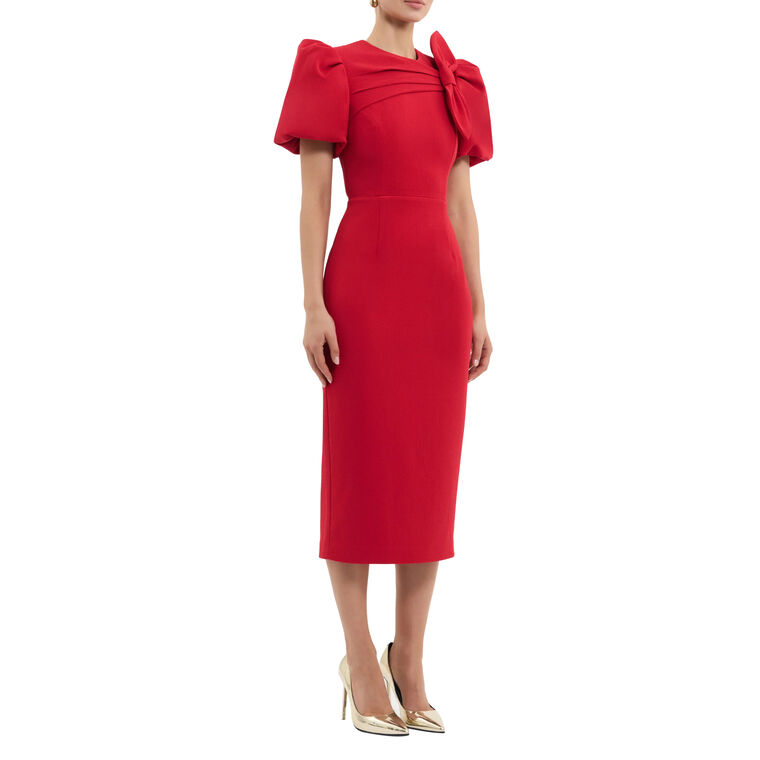 Violetta Puff Sleeve Belted Midi Dress image number null